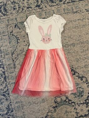 Carter's White Top with Pink Ombre Bunny Tulle Dress